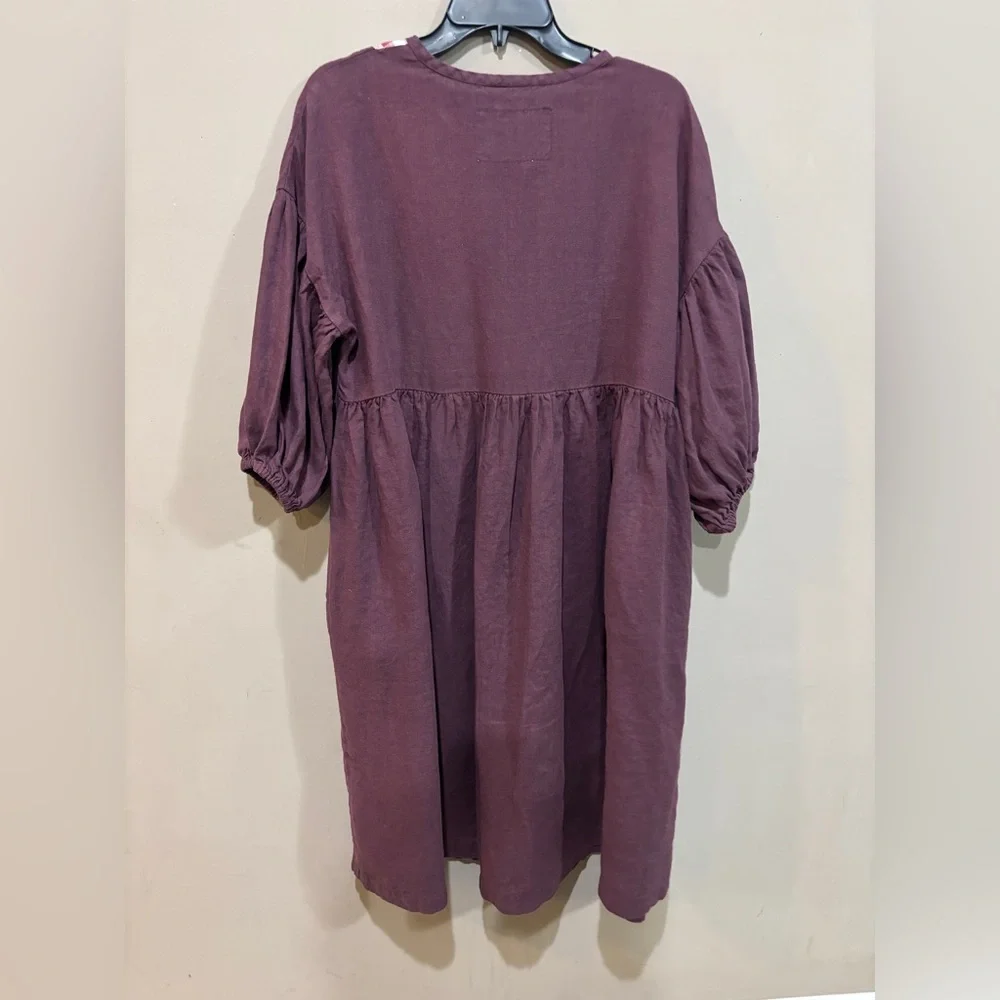 notPERFECTLINEN Oliva Midi Dress L Custom Grape Marsala Gingham - Picture 2 of 6